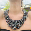 Metallic 20" Wrap the neck Handmade Chic Onyx Beads Collar Choker Necklace