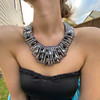 Handmade Necklace 20" Metallic Black Grey Beads Glitzy Collar Wrap Choker