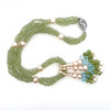 Natural Handmade Necklace 16"-18" Peridot, Blue Topaz, Pearl Gemstone Beads Jewellery