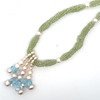 Natural Handmade Necklace 16"-18" Peridot, Blue Topaz, Pearls Gemstone Beads Jewellery