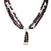 Fine Quality Natural Garnet & Fresh Water Pearl Handmade Beads Multi-Gemstone Necklace