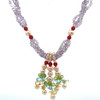 Natural Amethyst Pearl Coral Citrine Peridot Swiss Blue Topaz Gemstone Necklace For Inspiration, Courage & Joy