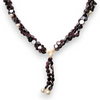 Garnet Natural Button 6mm & Pearl Plain Gemstone Necklace