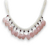 Rose Quartz Natural Rondelle Facet Beads & Garnet Semiprecious Necklace