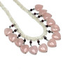 Natural Handmade Necklace Rose Quartz and Garnet with White Topaz Gemstone Beads Jewellery