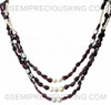 Fine Quality Natural Garnet & Fresh Water Pearl Multi-Gemstone Handmade Necklace Gift for Mothers