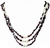 Fine Quality Natural Garnet & Fresh Water Pearl Multi-Gemstone Handmade Necklace Gift for Mothers