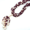 Natural Handmade Necklace Garnet Pearl 16-18" Gemstone Beads Jewellery