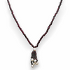 Garnet Natural Rondelle Facet Cut with Smooth Pearl Gemstone Necklace