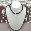 Natural Handmade Necklace 16"-Garnet Freshwater Pearls Gemstone Beads Jewelry