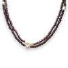 Garnet Natural Tyre & Plain Pearl Duo Strand Gemstone Necklace