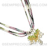 Gemstone Necklace Natural Tourmaline / Peridot / Citrine & Fresh Water Pearl Multi-Gemstone Handmade Beads Necklace