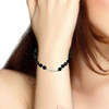 Black Tourmaline Natural Faceted Ball & Plain Pearl Gemstone Handmade Evil Eye Protect Bracelet