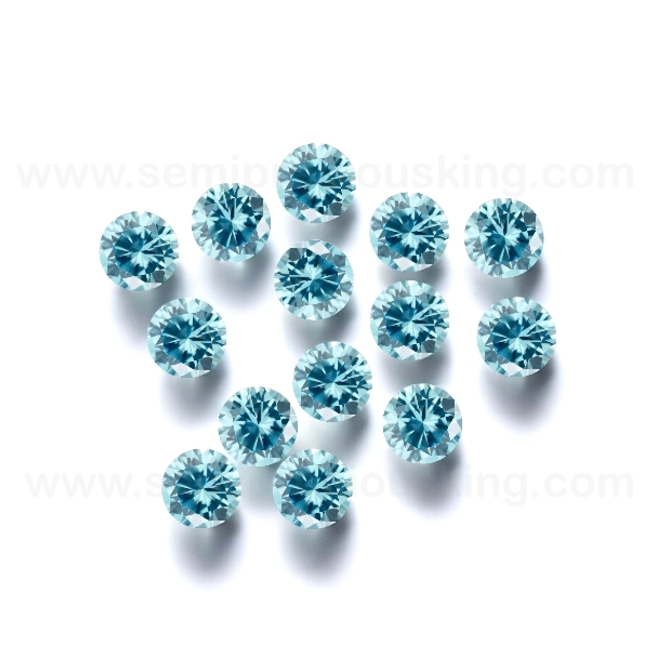 Aquamarine Cubic Zirconia Round 3 mm Brilliant Diamond Facet