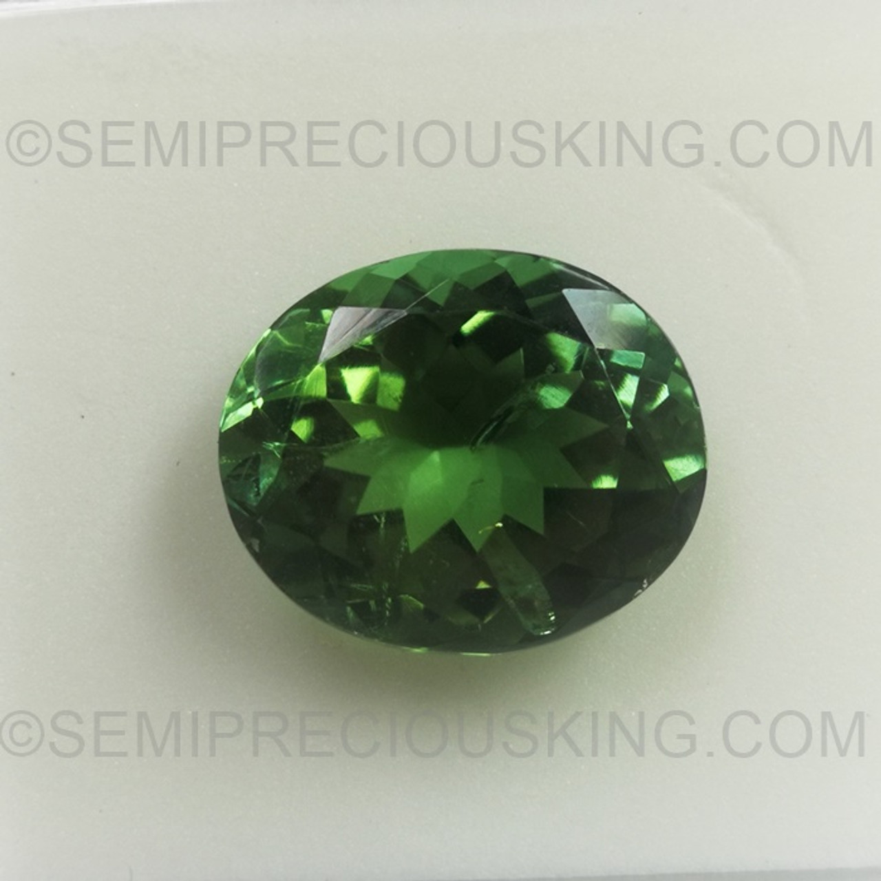 Natural Green Tourmaline 6.32 Carats Oval Facet Cut Forest Green