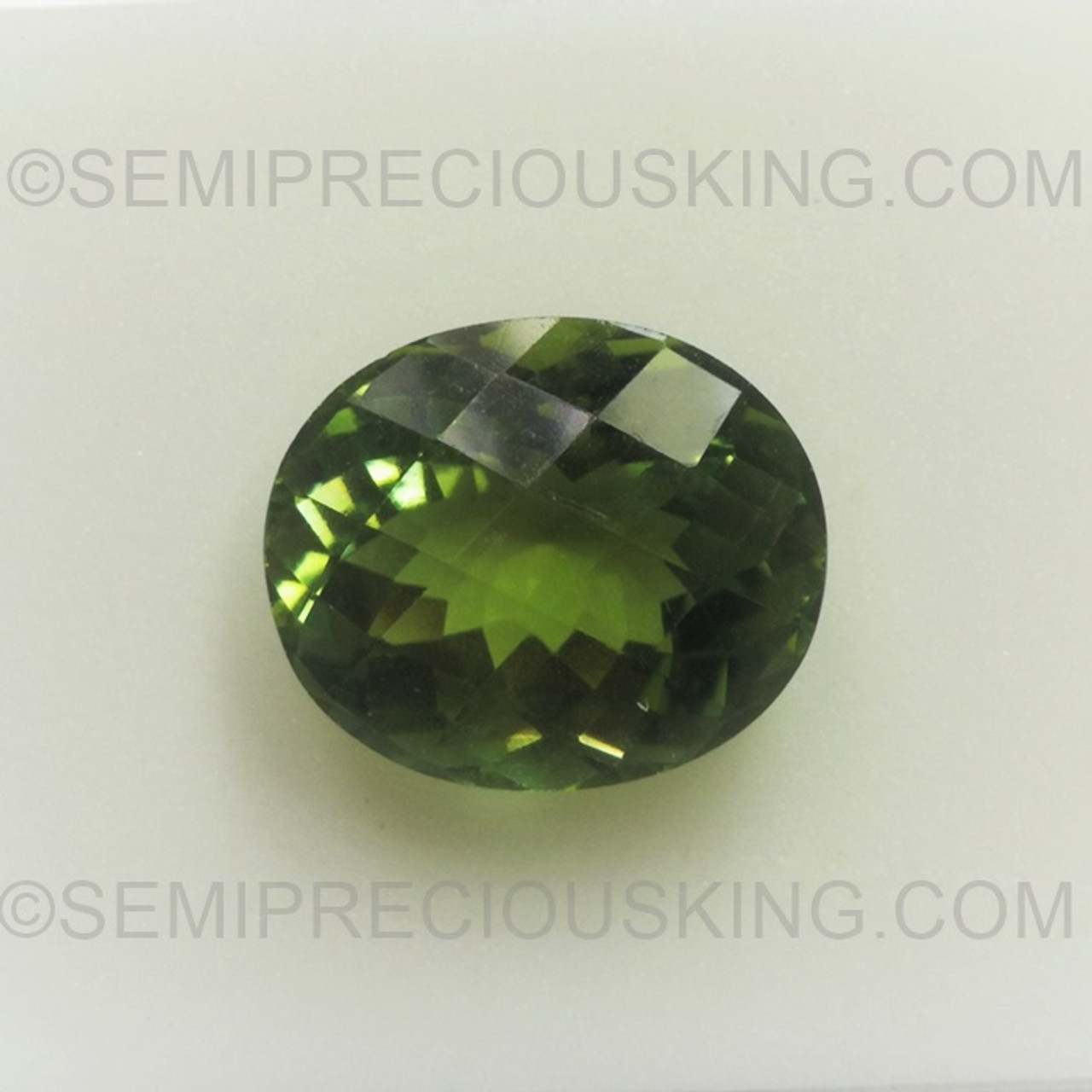 Natural Green Tourmaline 4.6 Carats Oval Checkerboard Cut Forest