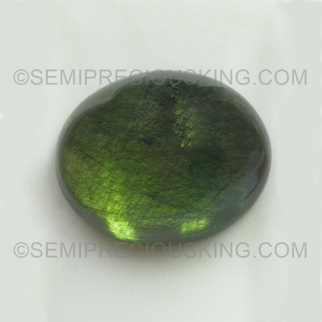 Natural Peridot Unique Ludwigite Needles 22.53 Carats Oval