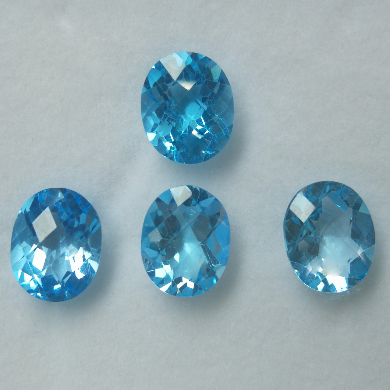 Natural Topaz Oval Checkerboard Cut 11X9mm Swiss Blue Color