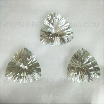 Natural Green Amethyst 14mm Trillion Concave Cut 8.55 Carats Pale Green Color FL Clarity February Birthstone Loose Gemstone