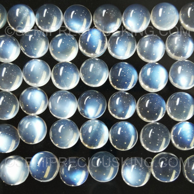Natural Blue Moonstone 6mm Round 1 PC Plain Cabochon VVS Clarity Rainbow Sheen Color Loose Gemstone