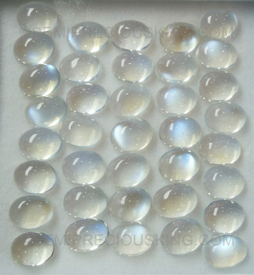 Natural Blue Moonstone 8x6mm Oval 1 PC Plain Cabochon VVS Clarity Rainbow Sheen Color Loose Gemstone