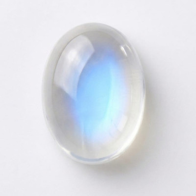 Natural Blue Moonstone 8x6mm Oval 1 PC Plain Cabochon VVS Clarity Rainbow Sheen Color Loose Gemstone