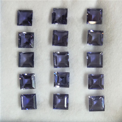 Natural Iolite Square Step Cut 6X6mm Deep Periwinkle Blue Color VVS Clarity Loose Gemstone