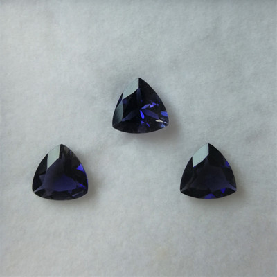 Natural Iolite Trillion Step Cut 9X9mm Prussian Blue Color VVS Clarity Loose Gemstone