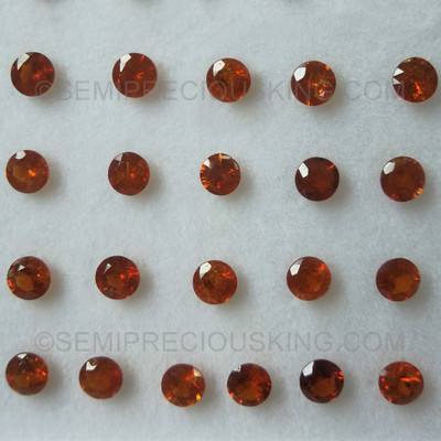 Natural Spessartite Round Facet Cut 3X3mm Intense Orange Color SI Clarity Loose Gemstone