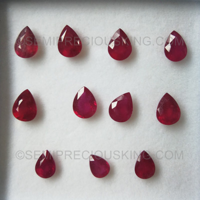 Ruby 8x6, 6X4, 7x5mm Pear Facet Cut Pigeon Blood Color SI1 Clarity Africa Loose Precious Gemstone