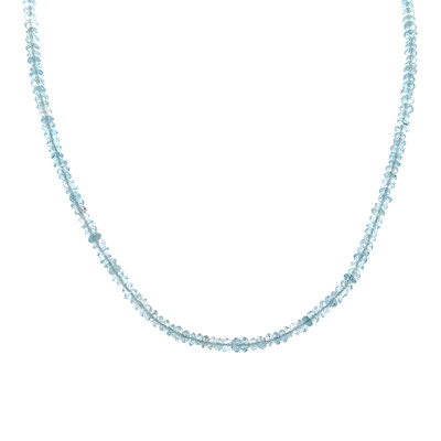 Aquamarine Natural Rondelle Facet Bead Gemstone Necklace Jewelry