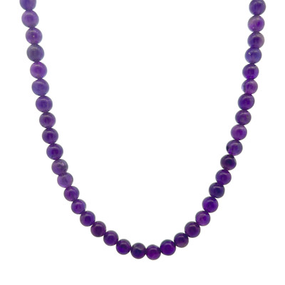 Amethyst Natural Gemstone Handmade Necklace Plain Ball Beaded Jewelry
