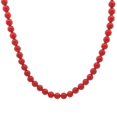 Coral Natural Plain Ball 5mm Gemstone Necklace Jewelry