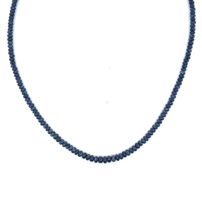 Blue Sapphire Natural Plain Rondelle Beads Gemstone Necklace