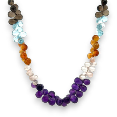 Rose Quartz Natural Smoky Quartz Sky Blue Topaz Citrine Amethyst Gemstone Semi Necklace