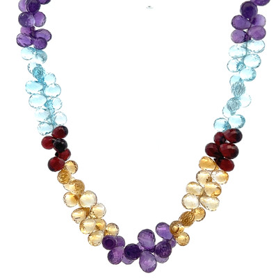 White Topaz Natural Garnet Citrine Swiss Blue Topaz Amethyst Gemstone Semi Necklace