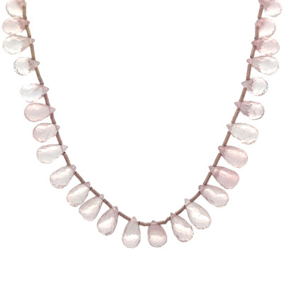 Rose Quartz Natural Briolette Drop Gemstone Necklace Jewelry