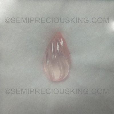 Natural Rose Quartz Pear Carved Cut Baby Rose Pink Color FL Clarity 16.5 Carats Loose Gemstone