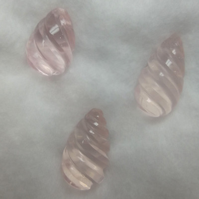 Natural Rose Quartz Pear Carved Cut Crepe Pink Color FL Clarity 6.23 Carats Loose Gemstone