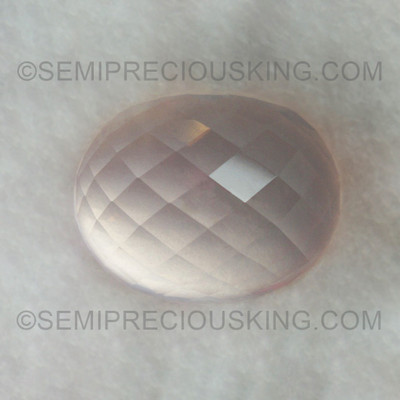 Natural Rose Quartz Oval High Dome Fancy Checkerboard Cut Baby Rose Pink Color FL Clarity 20.38 Carats Loose Gemstone