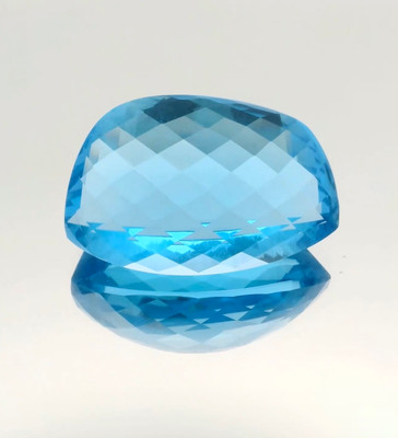 Natural Topaz Gemstone Certified Fancy Checker Cut Top Swiss Blue 118.92 Carat Flawless Clarity 36x23mm December Birthstone Collectors Grade Gem of Tranquility, Wisdom and Success