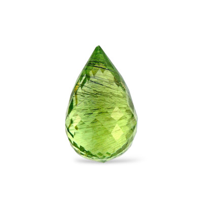 Natural Peridot Drop Briolette Cut Ultra Rare Unusual Ludwigite Needles Loose Gemstone