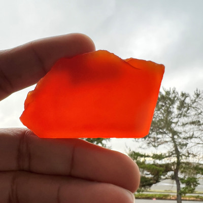 Natural Carnelian Rough Slice 115.66 Carats Salamander Orange Color 80mm  Gemstone Rough