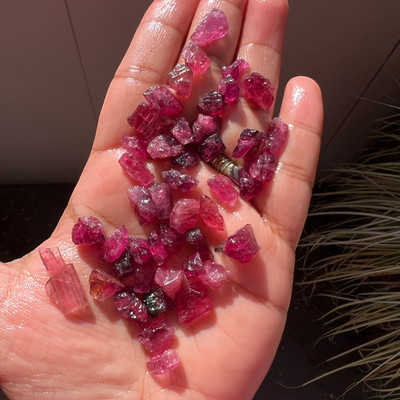 Natural Rubellite Gemstone Rough 7mm-11 mm Size Pink Tourmaline Facet Rough at Semipreciousking