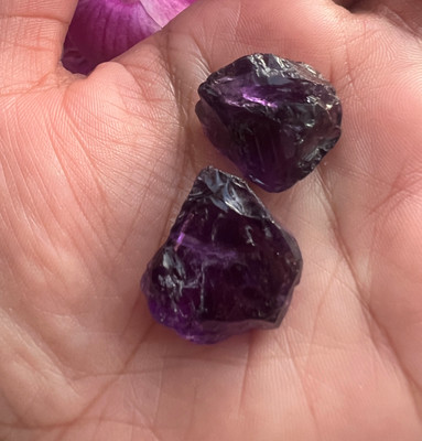 Natural Amethyst Rough 71.16 Carat 2 pcs Royal Purple Color Loose Uncut Gem Rocks