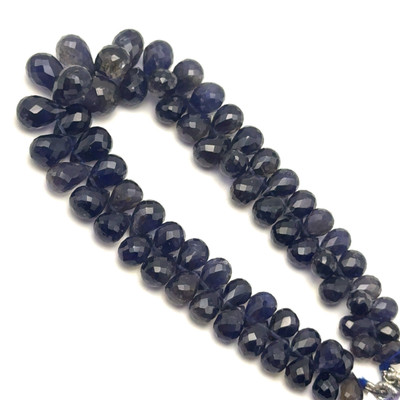 Natural Iolite Briolette Faceted Drop Beads | 7x5-12x8mm | 65 Pcs 116 Carats | Prussian Blue VS Clarity | Semiprecious Gemstone Jewelry Making