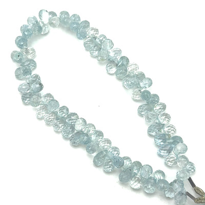Aquamarine Natural Drop Briolette Facet Cut 5x4 to 6x4mm Semiprecious Drilled Gemstone