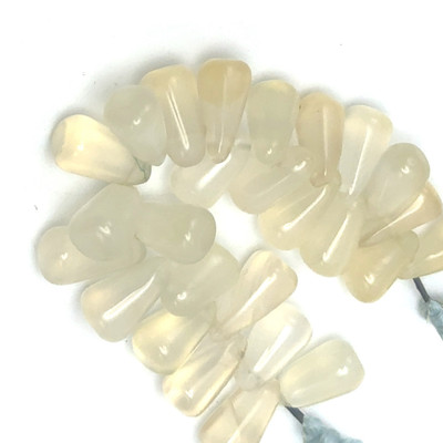 Natural Chalcedony Plain Smooth Drop Beads | 12x6mm | 26 Pcs 80 Carats | White VS Clarity | Semiprecious Gemstone Jewelry Making