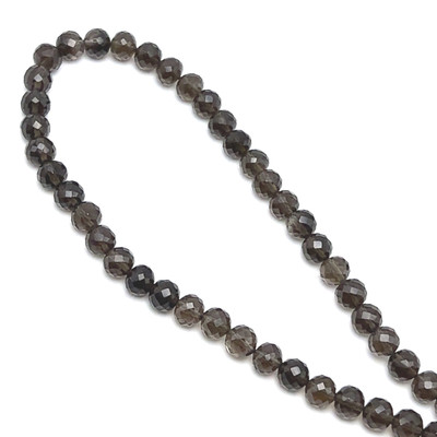 Natural Smoky Quartz | Briolette Facet Cut | Ball Shape | Gemstone Beads | 6.5mm | Mocha Brown Color | 43 Pcs 75 Carats | 10.1 Inch | VVS Clarity | Jewelry Making