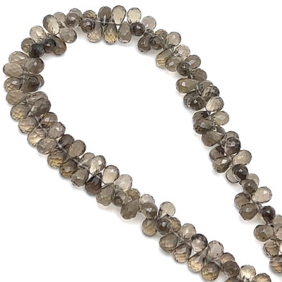 Natural Smoky Quartz | Briolette Facet Cut | Drop Shape | Gemstone Beads | 6x4mm | Cedar Brown Color | 122 Pcs 85 Carats | 8.7 Inch VVS Clarity | June Birthstone | Jewelry Making Supplies